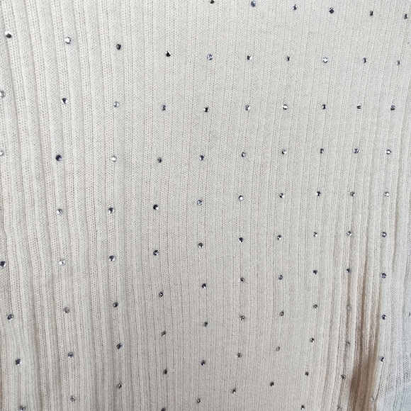 J. Crew Featherweight Cashmere Turtleneck Sweater With Rhinestones Buttercream - Picture 8 of 14